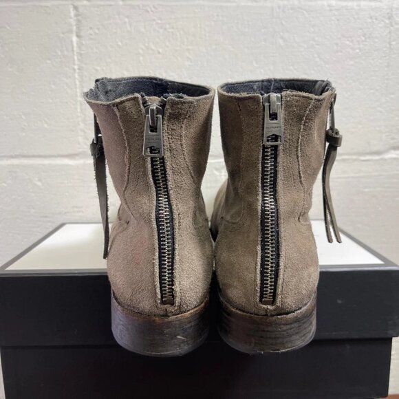 All Saints Brown Suede Ankle Boots Zip Side Men's 43 EU/10 US Made In Portugal - Picture 5 of 11